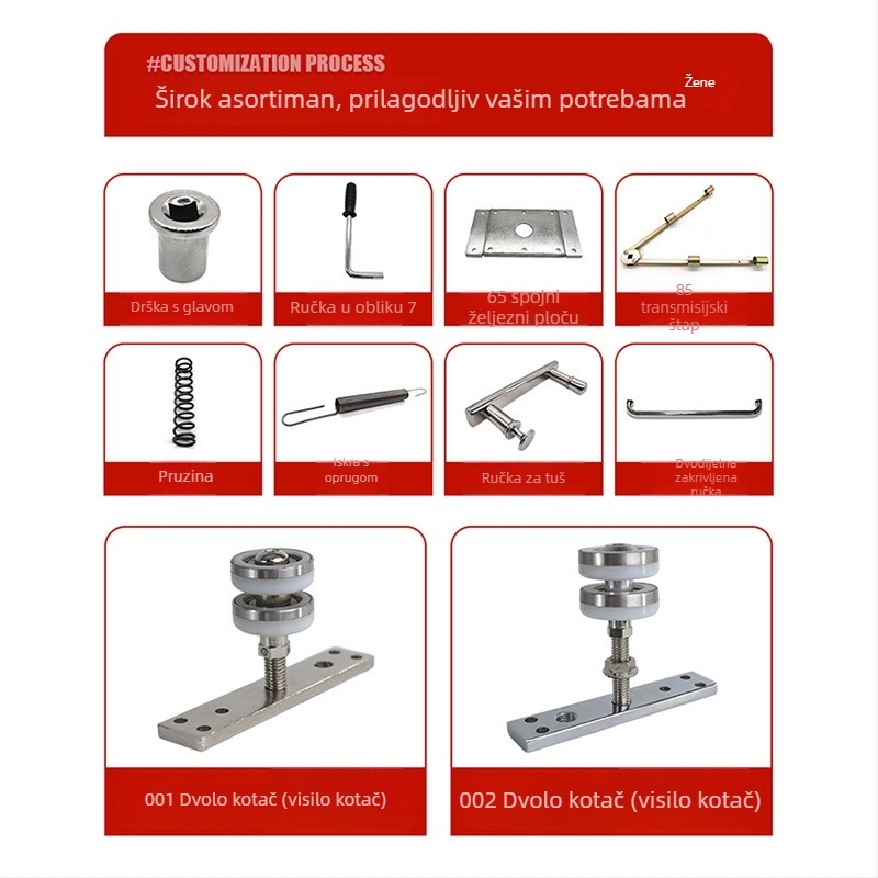 Rola za klizna vrata – Tip 75, dvostruki kotač, metalna konstrukcija, Boheng, izrađeno po nacrtima, pogodno za klizna vrata i pregrade (Tip 75; metal; Boheng; izrađeno po nacrtima; za klizna vrata i pregrade)