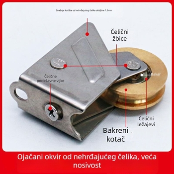  Prozorska rola za staklene klizne prozore – aluminijska legura, bakreno kolo, stil 76, model 20×32.5