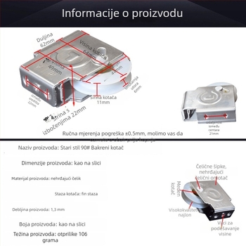 Donja vodilica kolotura za vrata i prozore s okvirom od nehrđajućeg čelika i točkićem od najlona s bakrenim jezgrom, Model 90, nosivost 56 kg