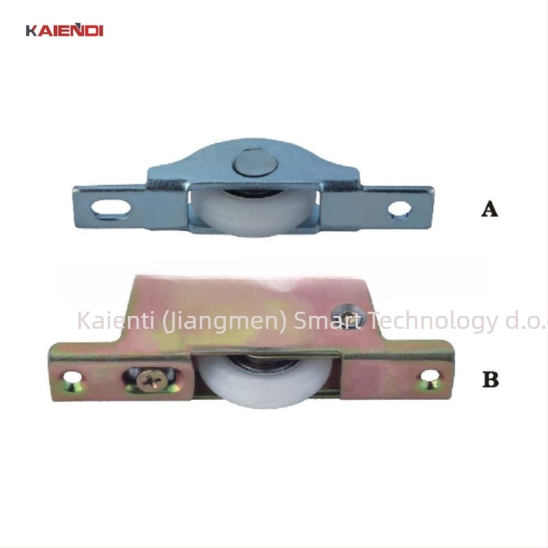 Mesingova tiha viseća kotačić za klizna vrata, modeli K-hw-09 (a,b) i K-hw-010; promjer osovine Ø25 mm; nosivost 40 kg; pogodno za drvena i staklena klizna vrata