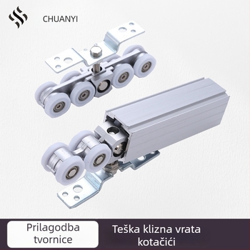 Teški viseći kotač za klizna vrata od cinkovog legura — Model: Zinc Alloy Hanging Wheel; Maksimalno opterećenje 120 kg; Pogodno za ormariće, garderobu i kupaonice; Moderan minimalistički stil