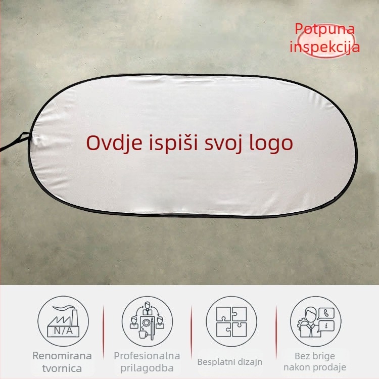 Auto vizir za sunce s tiskom logotipa, pričvršćivanje klipsom, materijal: srebrna traka, težina 150 g, jednostavan stil