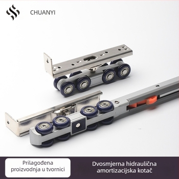 Dvosmjerni tiho demperski vodilica kotačić za klizna vrata – nosivost 60-100 kg, materijal: cink legura + metal + POK, Cam Track, pogodno za masivna drvena/nerđajuća/minimalistička vrata