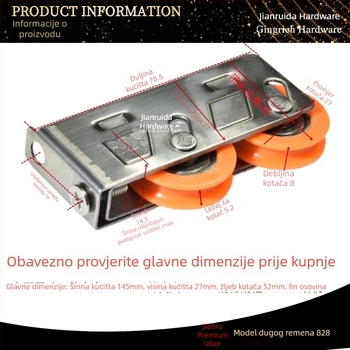 Roller za klizna vrata/prozor, nehrđajući čelik, tih ležaj, model 828, vanjski promjer 29 mm, nosivost 35 kg