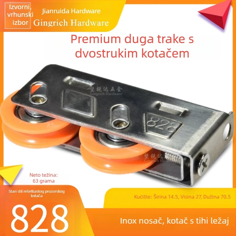 Roller za klizna vrata/prozor, nehrđajući čelik, tih ležaj, model 828, vanjski promjer 29 mm, nosivost 35 kg