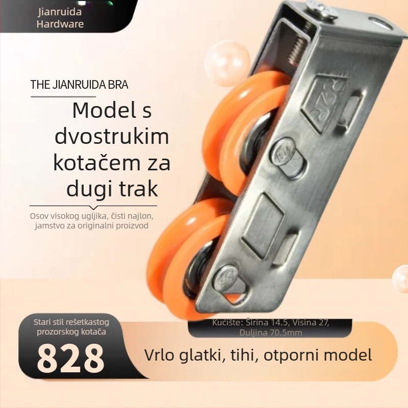 Roller za klizna vrata/prozor, nehrđajući čelik, tih ležaj, model 828, vanjski promjer 29 mm, nosivost 35 kg