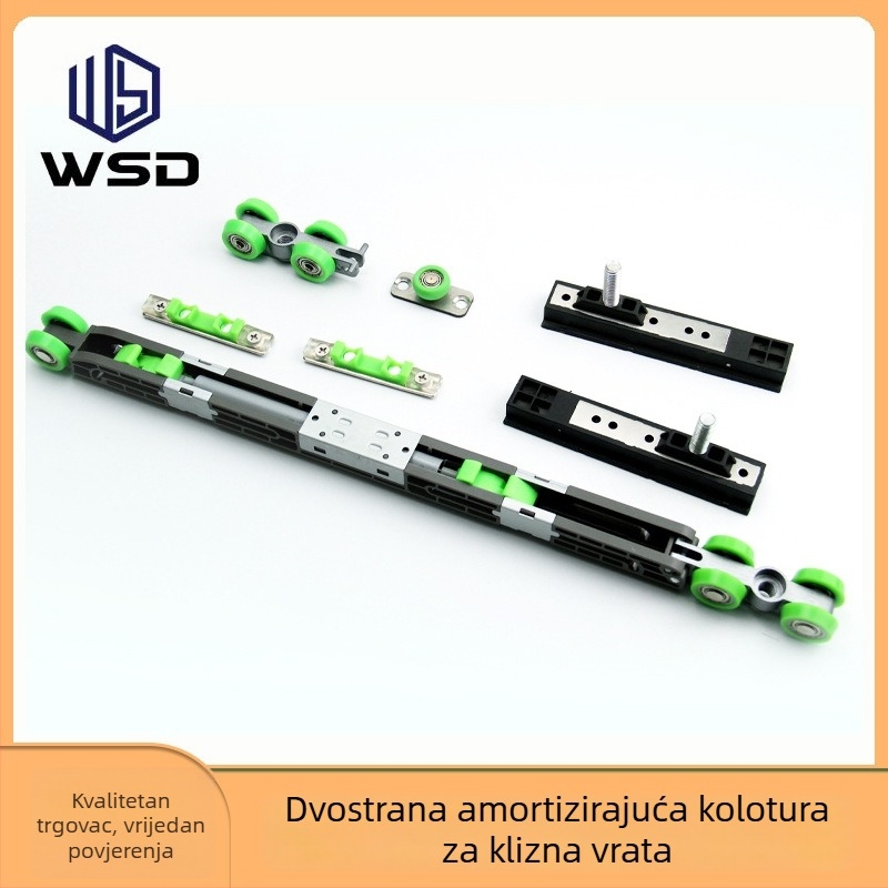 Dvostrano buferirani kolutić za klizna vrata s iznimno uskim aluminijskim okvirom za staklena vrata, hidraulički amortizer