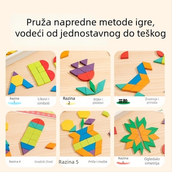 Drveni magnetski geometrijski blok-puzzle za djecu, DIY višefunkcionalna ravna ploča, uzrast 4–6 godina, Mideer/Milu