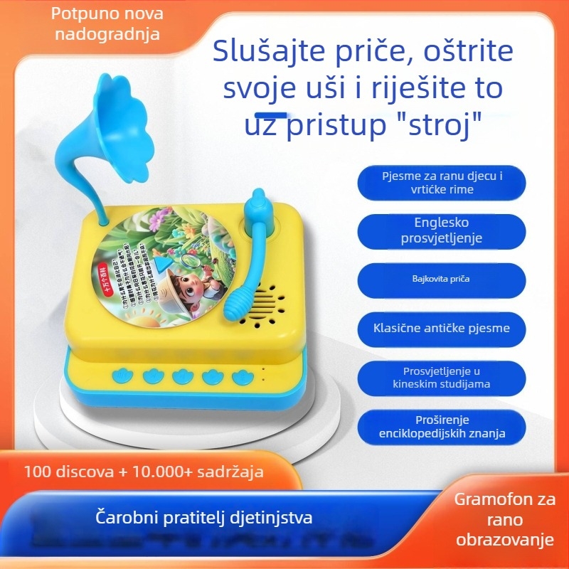 Dječje čitačko-uređaj s glazbom i pričom, plastično kućište, USB punjenje, za djecu 4–6 godina