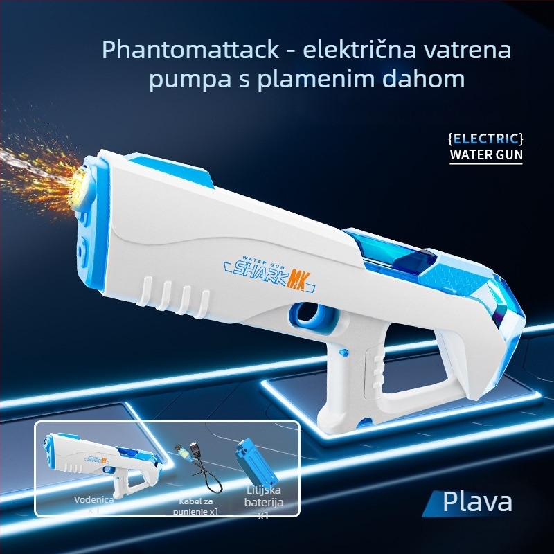 Električni vodeni pištolj za djecu — plast, električni mlaz, za uzrast 7–14 godina, 3C certificirano, pakirano u bijeloj kutiji