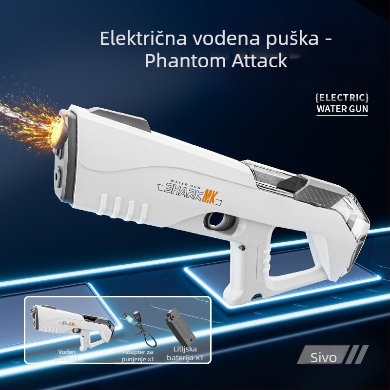 Električni vodeni pištolj za djecu — plast, električni mlaz, za uzrast 7–14 godina, 3C certificirano, pakirano u bijeloj kutiji