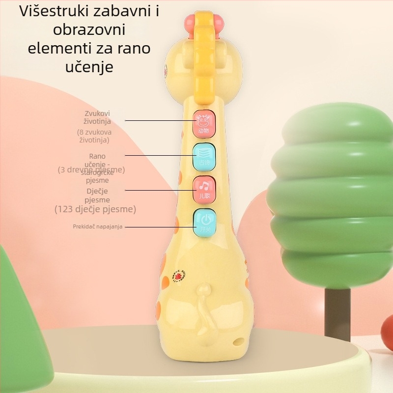 Žirafa-tematska dječja obrazovno-prična igračka s dodirnim senzorom i svjetlosnim efektima (Kategorija: Rana edukacija/Pričalica; Funkcije: Svjetlosni efekti, Glazba/Zvuk, Dodir; Materijal: Plastika; Memorija: Bez memorije; Napajanje: Obična suha baterija)