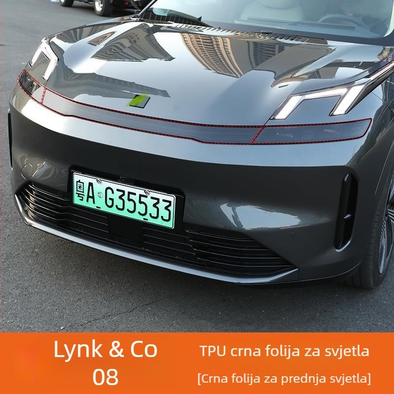 Zaštitna naljepnica za farove Lynk & Co 08 — film za potamnjenje farova i film za promjenu boje DRL i stražnjih svjetala, vanjska modifikacija