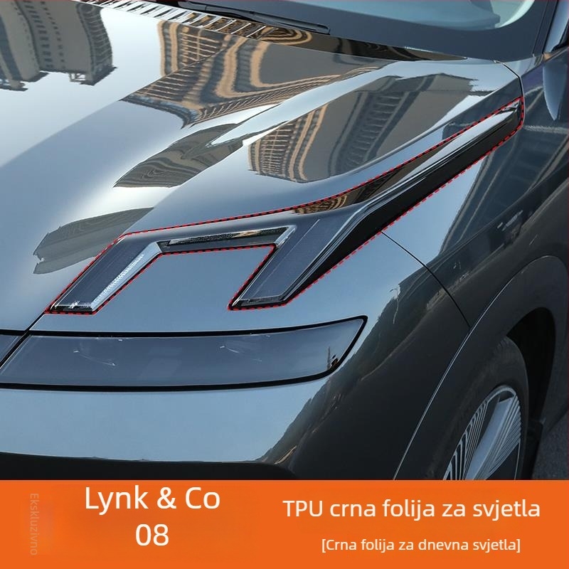 Zaštitna naljepnica za farove Lynk & Co 08 — film za potamnjenje farova i film za promjenu boje DRL i stražnjih svjetala, vanjska modifikacija