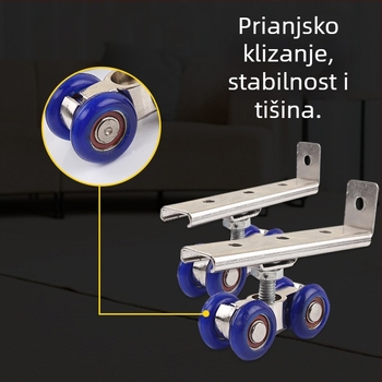 Mala aluminijska kolotnica s 4 kotačića za klizna vrata, maksimalna nosivost 75 kg