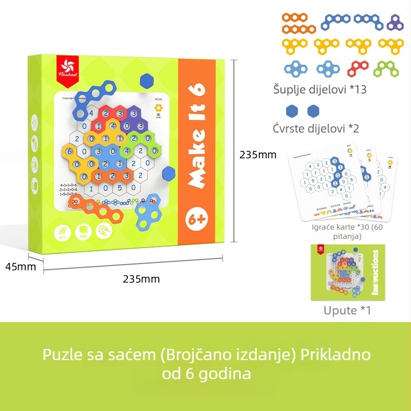 Pinwheel magnetska 3D slagalica s pčelinjim saćem za djecu 4-6 godina