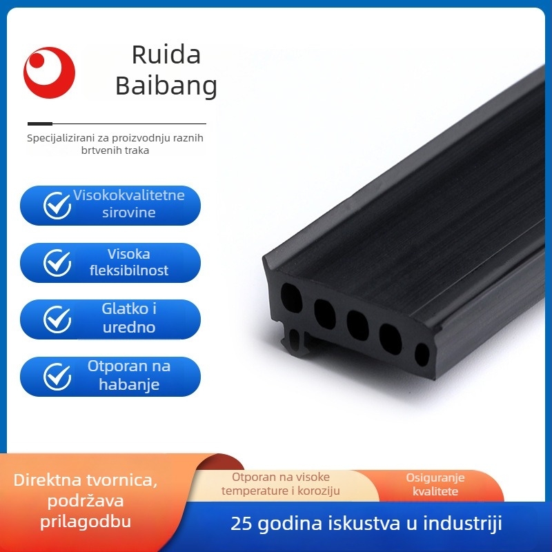 Silikonska EPDM brtva za aluminijske prozore i vrata s termičkim prekidom, U-oblik brtve, za staklene fasade, zvučna izolacija i vodonepropusnost