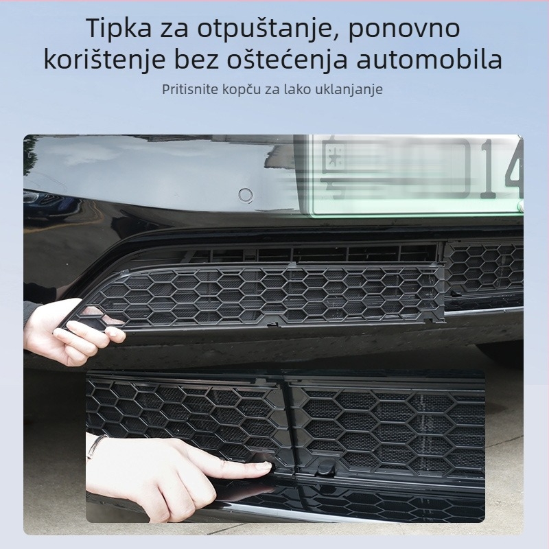 Zaštitna mreža rešetke hladnjaka za Tesla Model 3/Y, integrirana mreža protiv insekata, odvojiva, podijeljeni tip, PC legura
