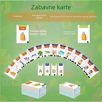 Električno, punjivo dječje učenje engleskog jezika s karticama za pravopis, ABS plast, za uzrast 7–14 godina, interaktivno uz glazbu