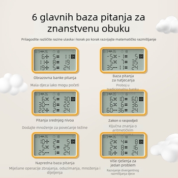 Edukativna igračka za rano obrazovanje: 24-točkovno mentalno računanje i razmišljanje za osnovnoškolce, s glazbom, plastika, napajanje običnom suhom baterijom, u kutiji, model 1009