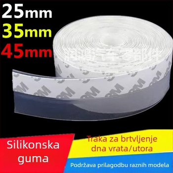 Silikonska samoljepljiva traka za brtvljenje vrata i prozora, brtva spojeva vrata, donja brtva protiv vjetra, izolacija topline i zvuka, vodootporna traka