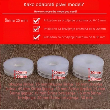 Silikonska samoljepljiva traka za brtvljenje vrata i prozora, brtva spojeva vrata, donja brtva protiv vjetra, izolacija topline i zvuka, vodootporna traka