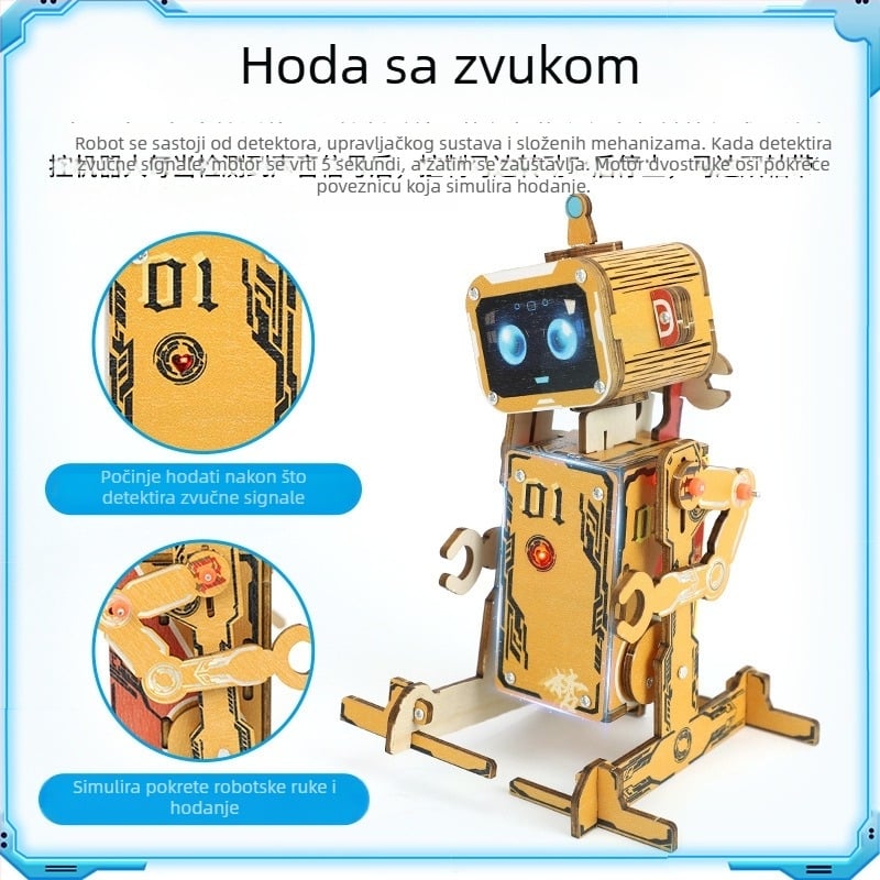 DIY glasovno upravljana edukativna robotska igračka za znanstvene eksperimente - plastična konstrukcija, prepoznavanje glasa, Wi-Fi podrška, uzrast 7-14