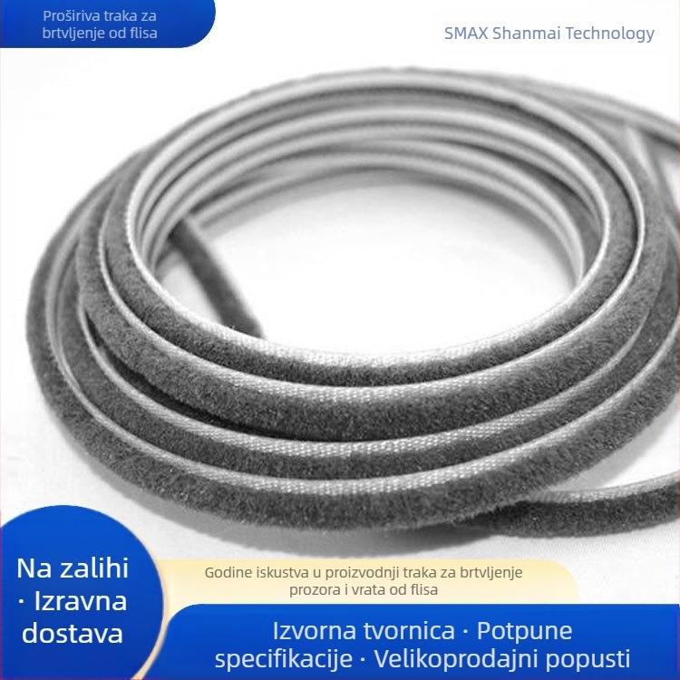 Puhasti brtveni trak za klizna vrata i prozore, za okvire od aluminijske legure/plastično-čeličnog profila, vjetro- i zvučna izolacija