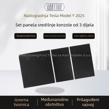 Tesla Model Y središnji panel upravljača, set od 3 komada od pravog karbonskog vlakna (Brand: LEEIION; Materijal: Real carbon fiber; Postup: Vacuum tank integrated dry carbon; Kompatibilan model: Model Y)