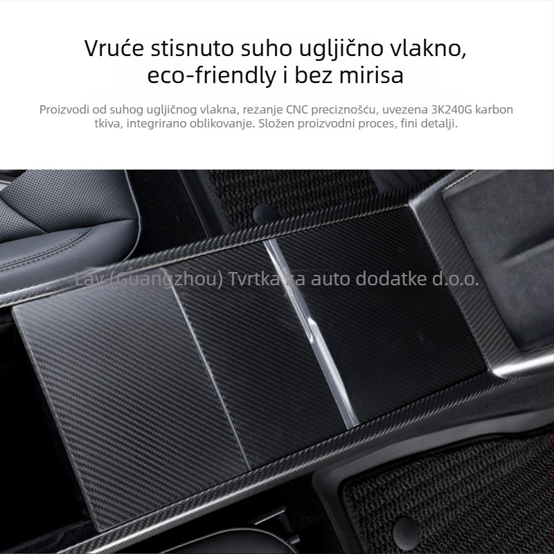 Tesla Model Y središnji panel upravljača, set od 3 komada od pravog karbonskog vlakna (Brand: LEEIION; Materijal: Real carbon fiber; Postup: Vacuum tank integrated dry carbon; Kompatibilan model: Model Y)
