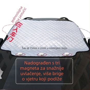 Kviltani snježni štit za prednje staklo automobila, tri sloja pamuka, ugradnja karticom, univerzalna kompatibilnost