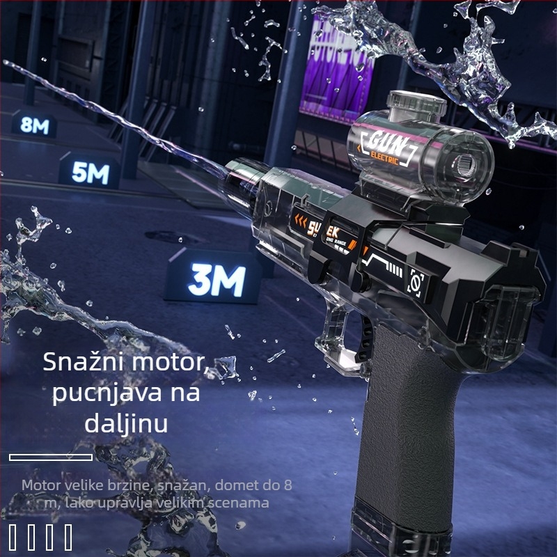 Električni vodeni pištolj s dizajnom ledenog miša, visokobrzinsko ispaljivanje, svjetleći efekt, automatsko prskanje, velik kapacitet, dječja igračka