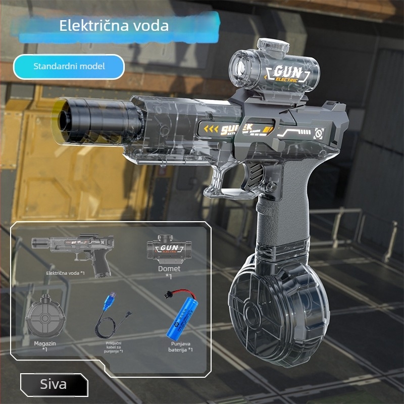 Električni vodeni pištolj s dizajnom ledenog miša, visokobrzinsko ispaljivanje, svjetleći efekt, automatsko prskanje, velik kapacitet, dječja igračka