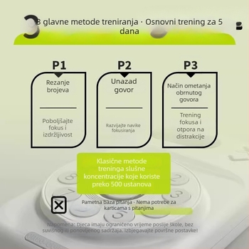 Edukacijski stroj za učenje za djecu — trening slušne koncentracije, Schulte somatski trening, ABS plastika, bez interne memorije, za uzrast 7–14 godina