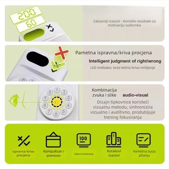 Edukacijski stroj za učenje za djecu — trening slušne koncentracije, Schulte somatski trening, ABS plastika, bez interne memorije, za uzrast 7–14 godina