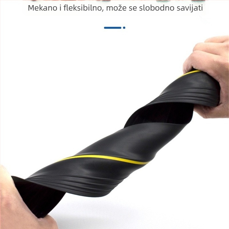 Donja brtva garažnih vrata, gumena traka sa žutim zaštitnikom za kabel
