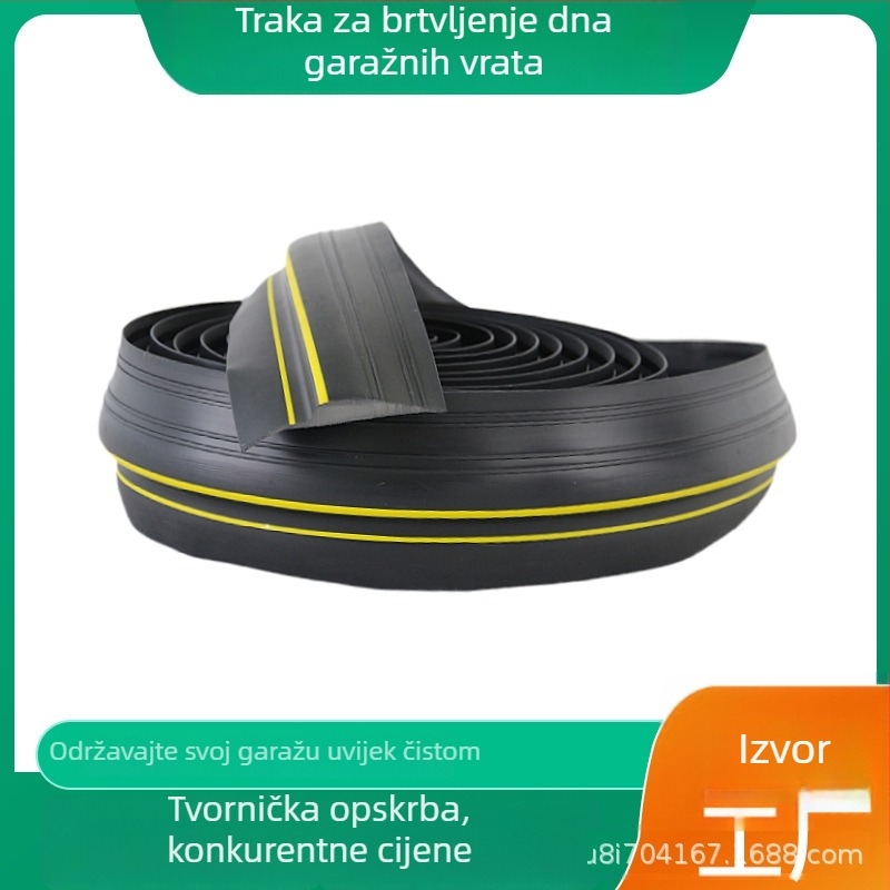 Donja brtva garažnih vrata, gumena traka sa žutim zaštitnikom za kabel