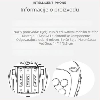 Pametni rani obrazovni dječji telefon — dodirni senzor, glazba, plastično tijelo