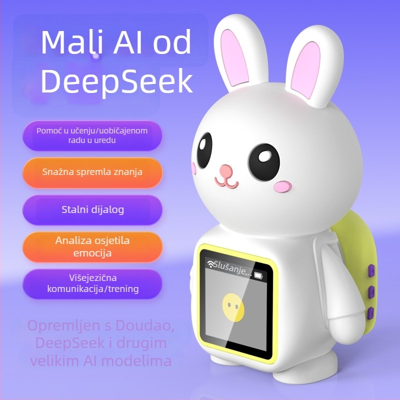AI interaktivna dječja igračka Bunnybot, silikon, dijalog robot, Wi‑Fi, bez memorije, litijska baterija, za djecu 4–6 godina