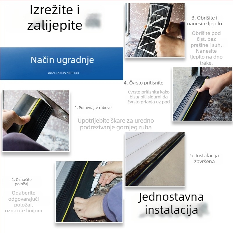 Donji brtvni trak vrata garaže, gumeni brtvilo, mekani gumeni trak, univerzalni prag, vodonepropusni pojas, zaštita od prašine, kiše i curenja
