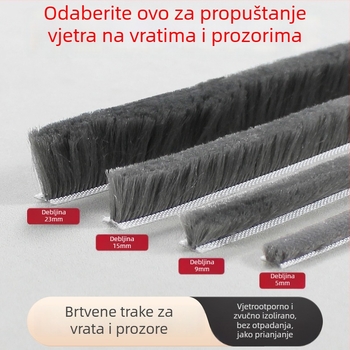 Samoljepljiva brtvena traka za klizna vrata i prozore, PVC-aluminijsko/plastični okvir, zatvara praznine, otporna na vjetar i prašinu