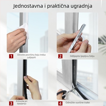 Samoljepljiva brtvena traka za klizna vrata i prozore, PVC-aluminijsko/plastični okvir, zatvara praznine, otporna na vjetar i prašinu