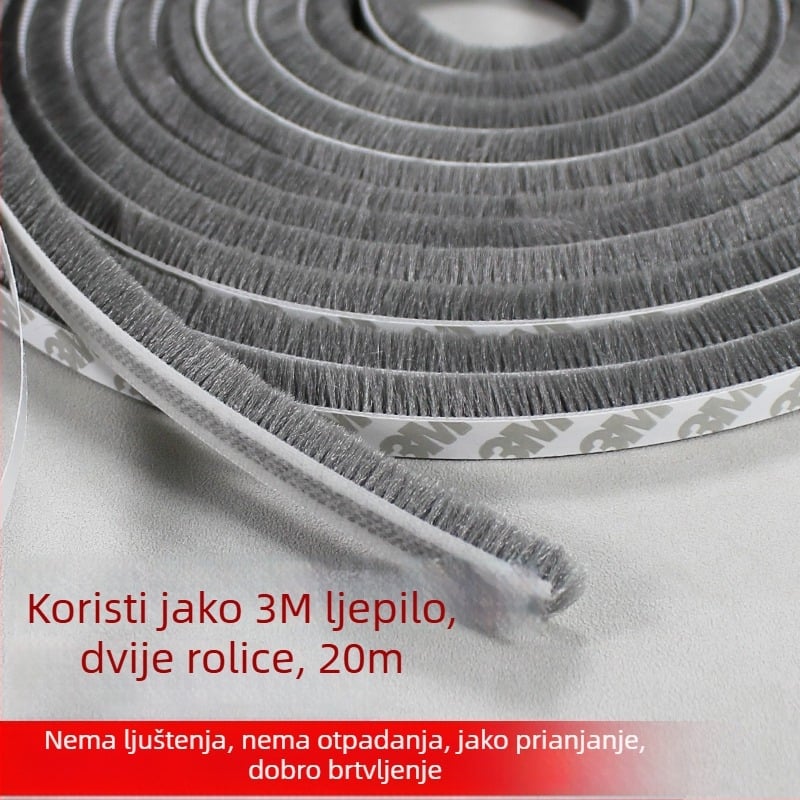Samoljepljiva brtvena traka za klizna vrata i prozore, PVC-aluminijsko/plastični okvir, zatvara praznine, otporna na vjetar i prašinu