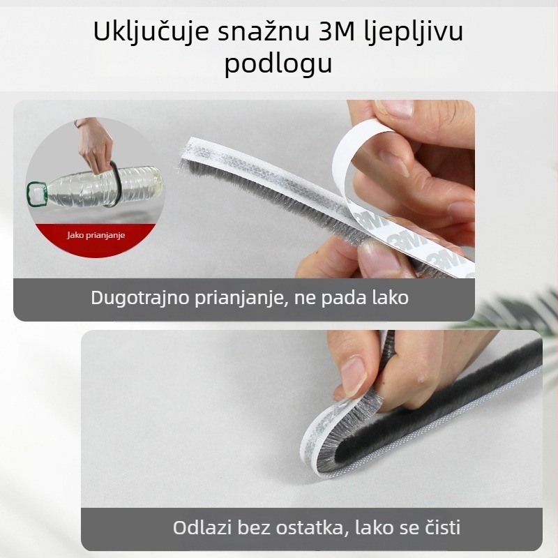 Samoljepljiva brtvena traka za klizna vrata i prozore, PVC-aluminijsko/plastični okvir, zatvara praznine, otporna na vjetar i prašinu