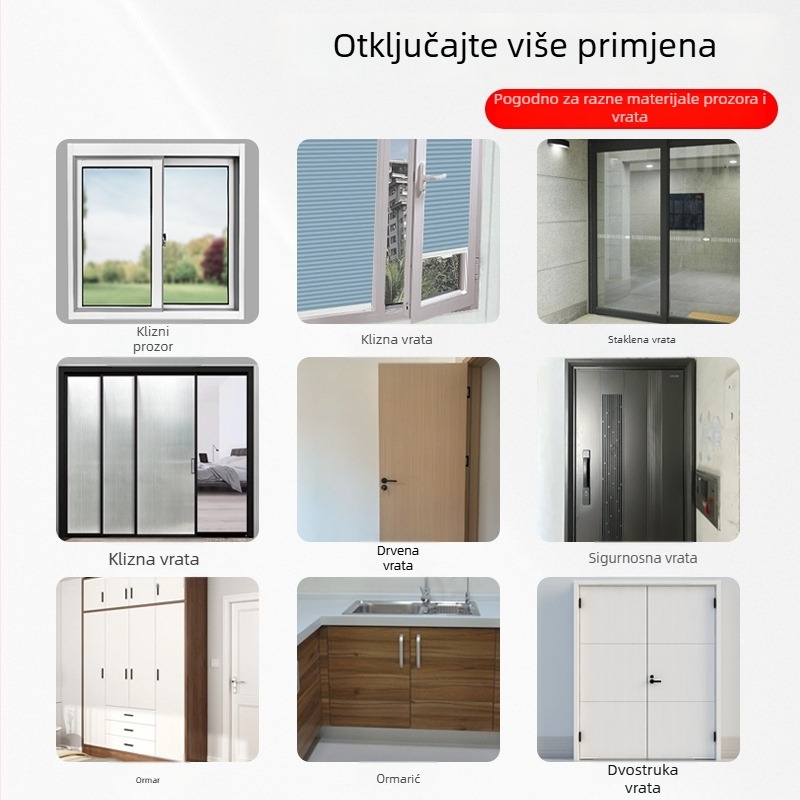 Samoljepljiva brtvena traka za klizna vrata i prozore, PVC-aluminijsko/plastični okvir, zatvara praznine, otporna na vjetar i prašinu