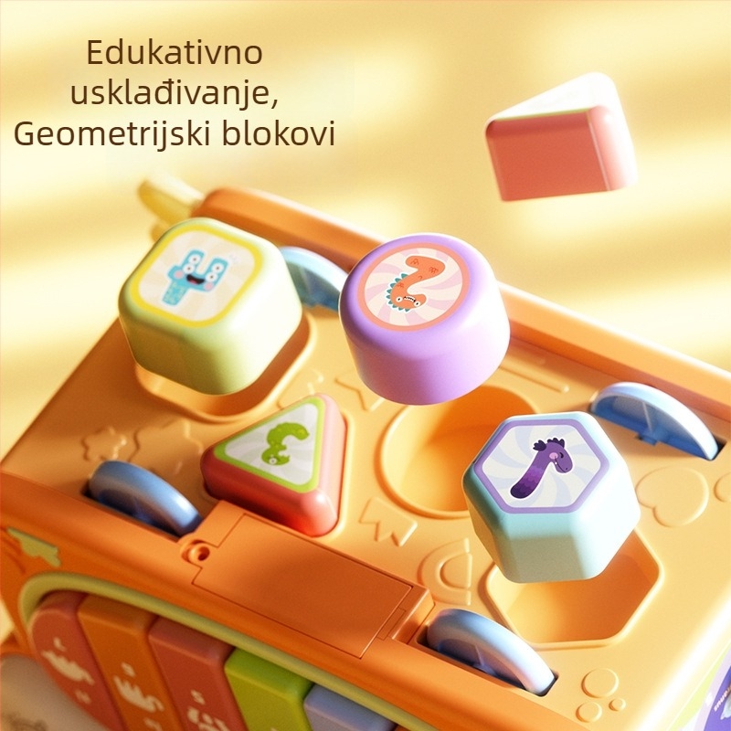 Krabopodobna hexagonalna edukativna igračka s treperavim svjetlima, glazbom i zvukovima klavira – plastična baterijska igračka za djecu 4–6 godina