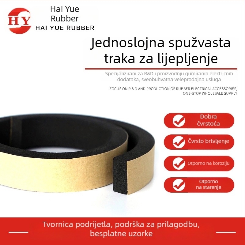 Jednostrana spužvasta traka za brtvljenje vrata i prozora, samoljepljiva pozadina, pjena za apsorpciju vibracija