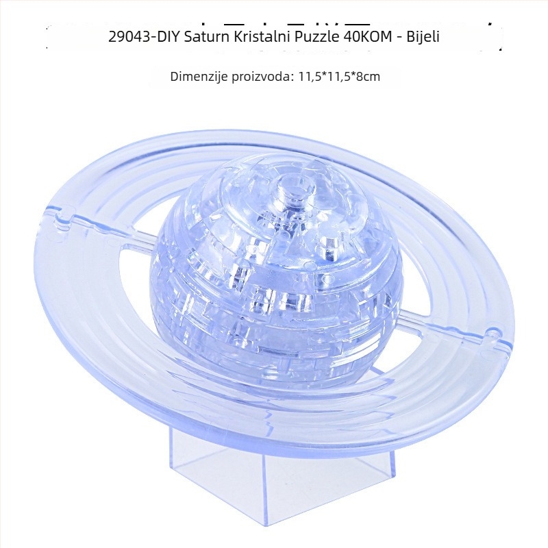 3D Saturn kristalni puzzle model, plastični, DIY za djecu 4–6 godina