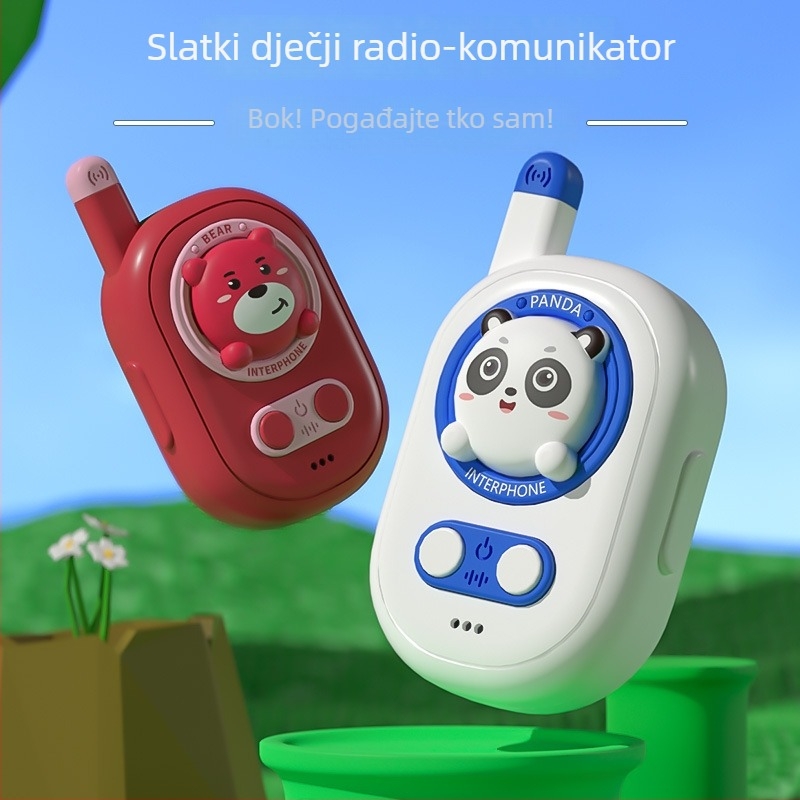 Dječji walkie-talkie u obliku mede – domet 500 m, interaktivno roditelj-dijete, plastika, za uzrast 4–6 godina, u paru