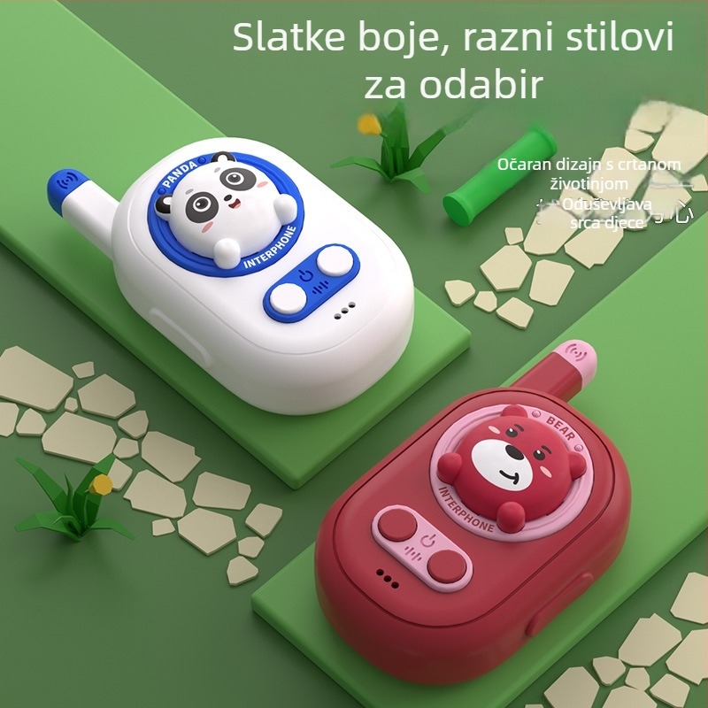 Dječji walkie-talkie u obliku mede – domet 500 m, interaktivno roditelj-dijete, plastika, za uzrast 4–6 godina, u paru
